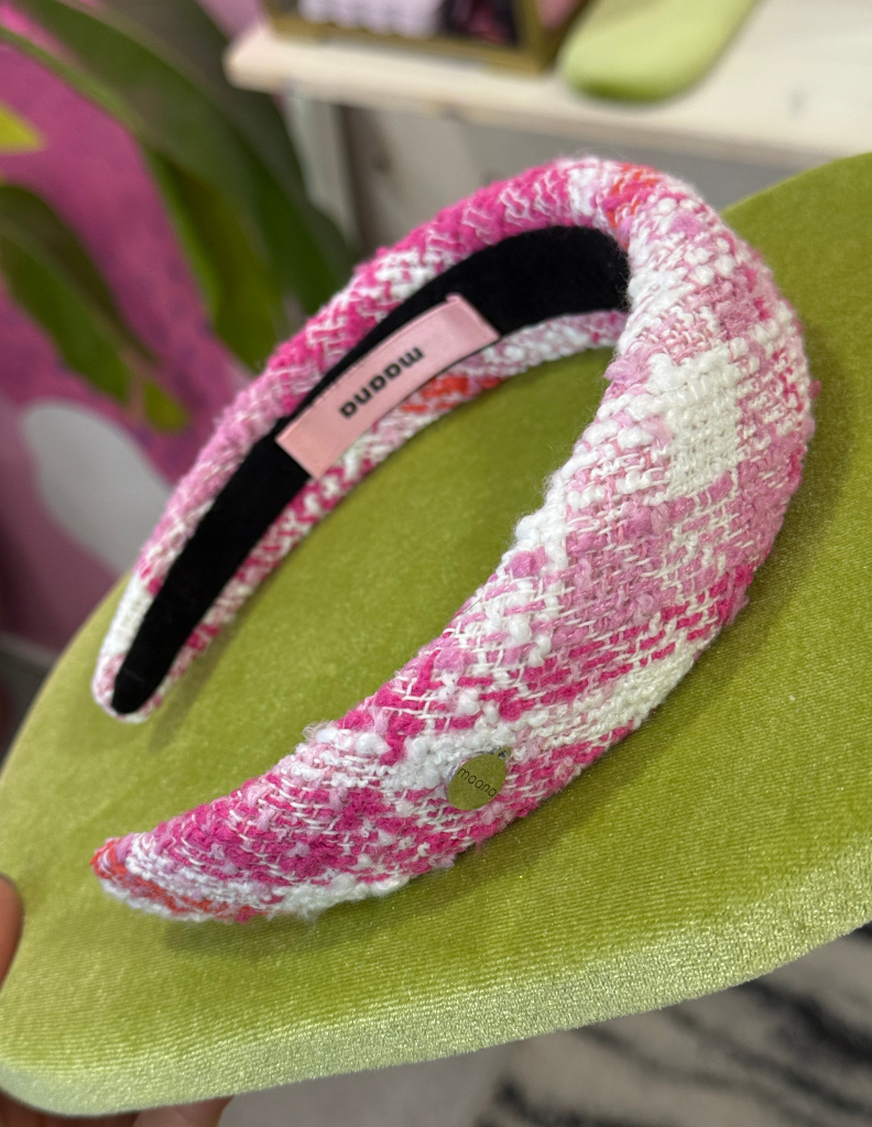 Polstērēta matu stīpiņa Pink Tweed L izmērs