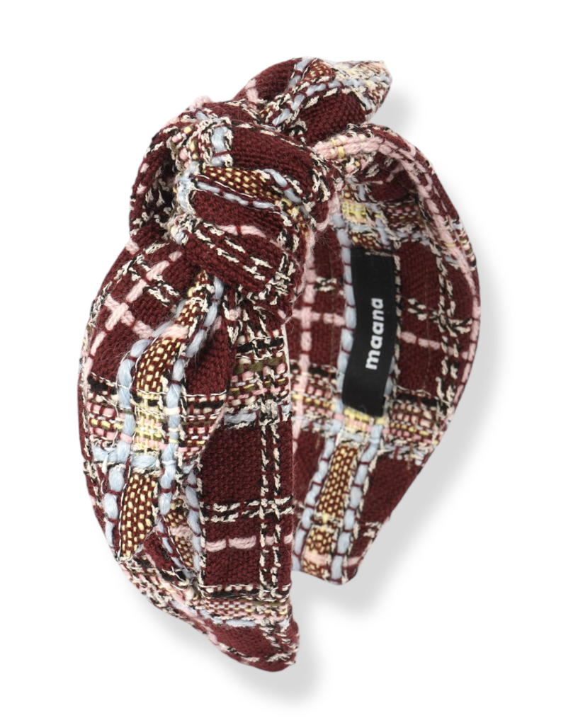 Knotted bow headband Macaroon tweed
