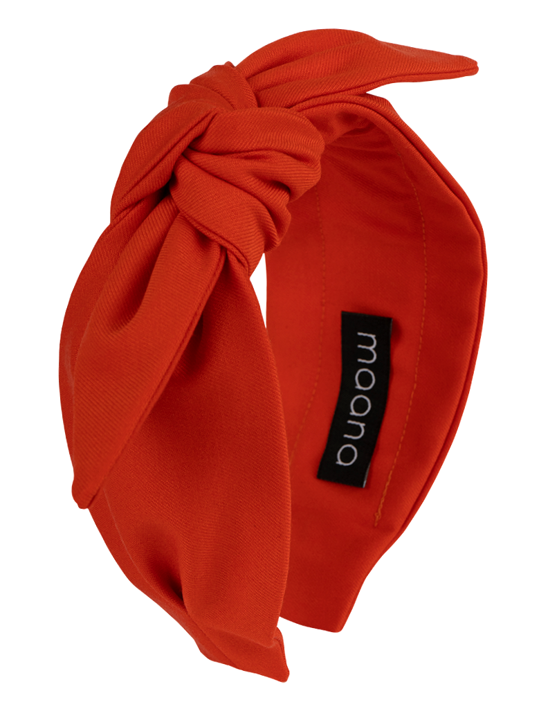Knotted bow headband Red Orange