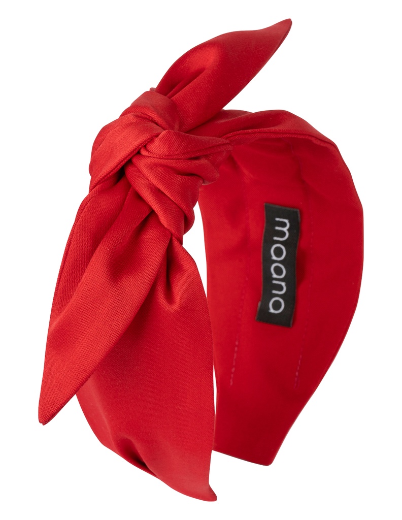 Knotted bow headband Red Satin