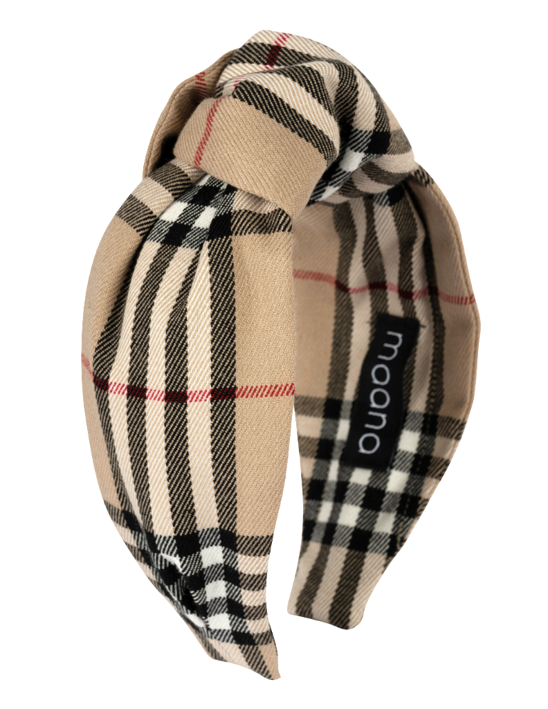 Knotted headband 'Brown check'