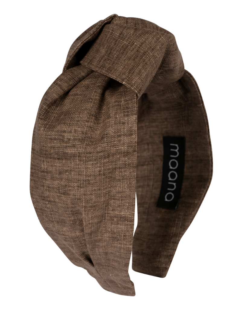 Knotted headband 'Cofee linen'