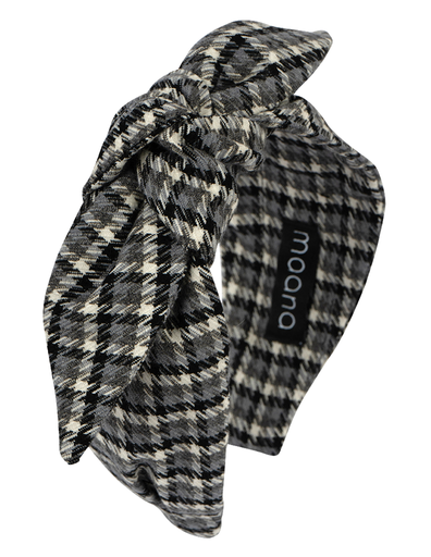 Knotted bow headband 'Grey plaid'