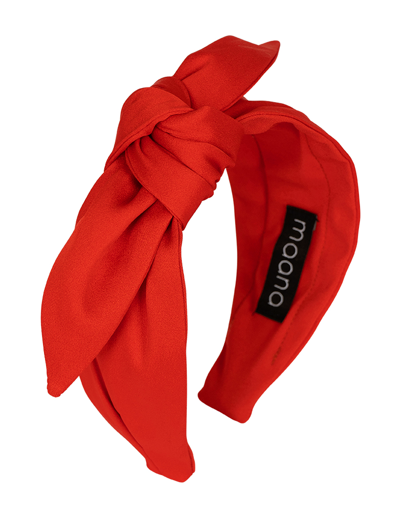 Knotted bow headband Coral Satin