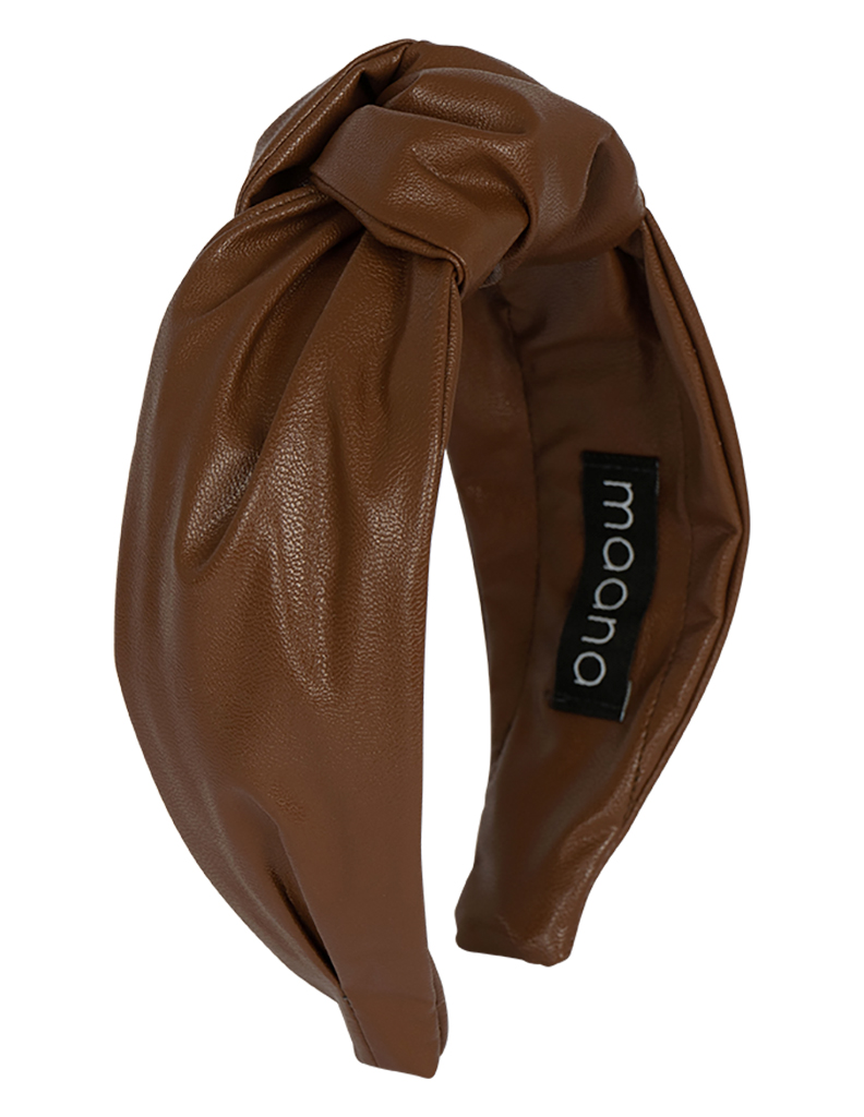 Knotted headband Camel Leather