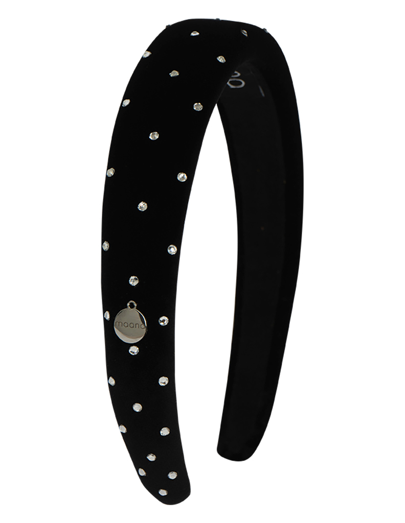 Padded headband Black Crystal Velvet XS izmērs