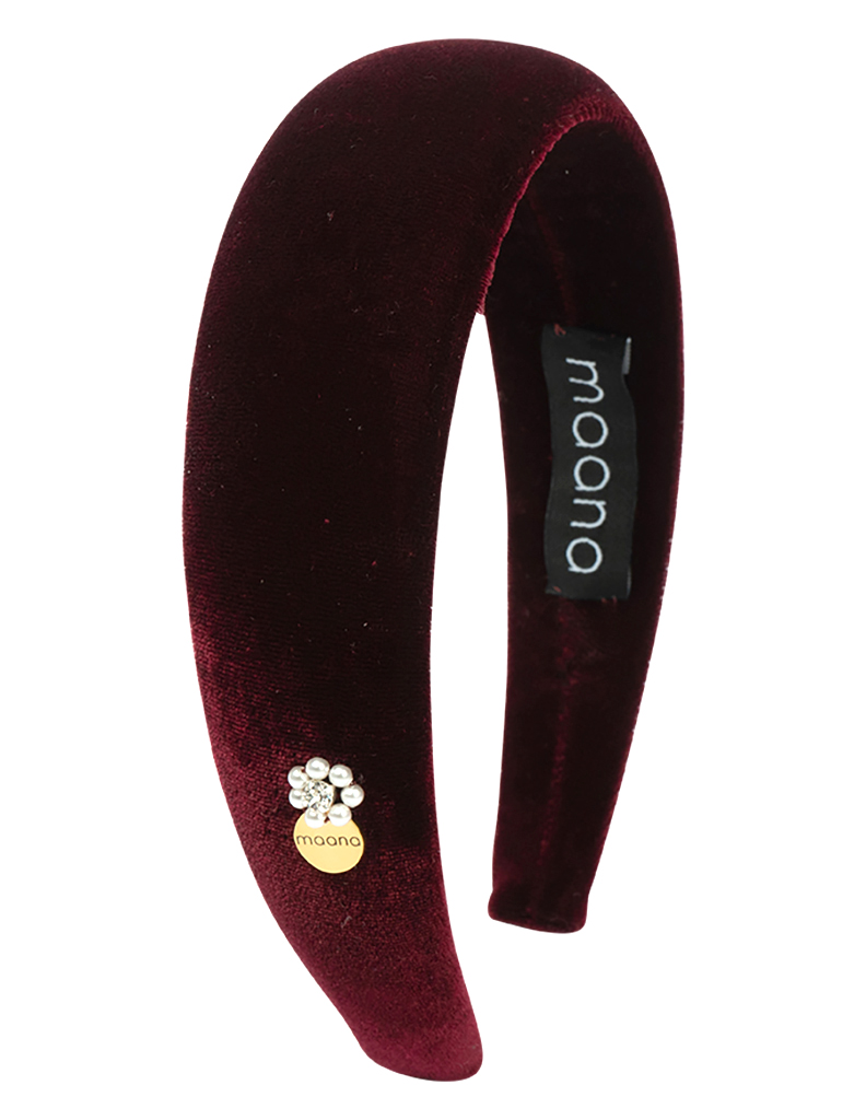 Padded headband  Bordo Shiny Velvet L size