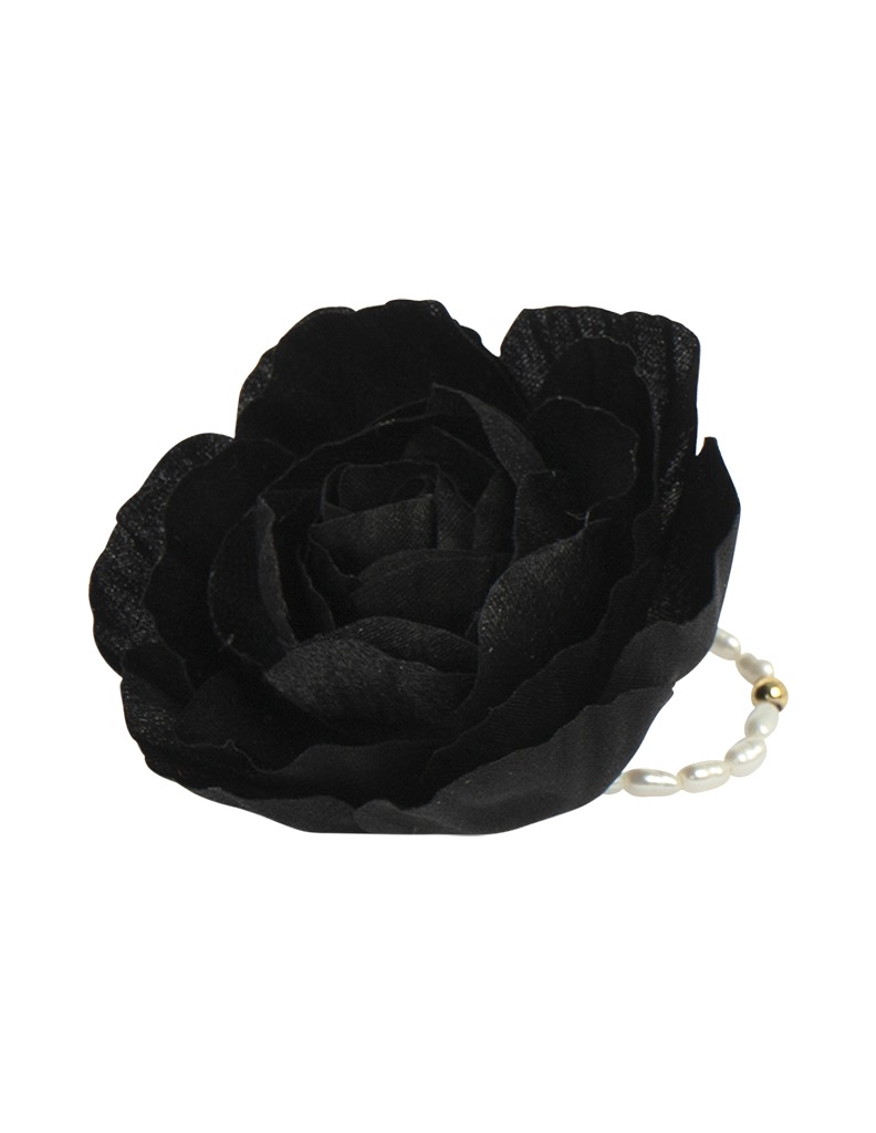 Zīda gredzens Black rose no ziedlapiņām