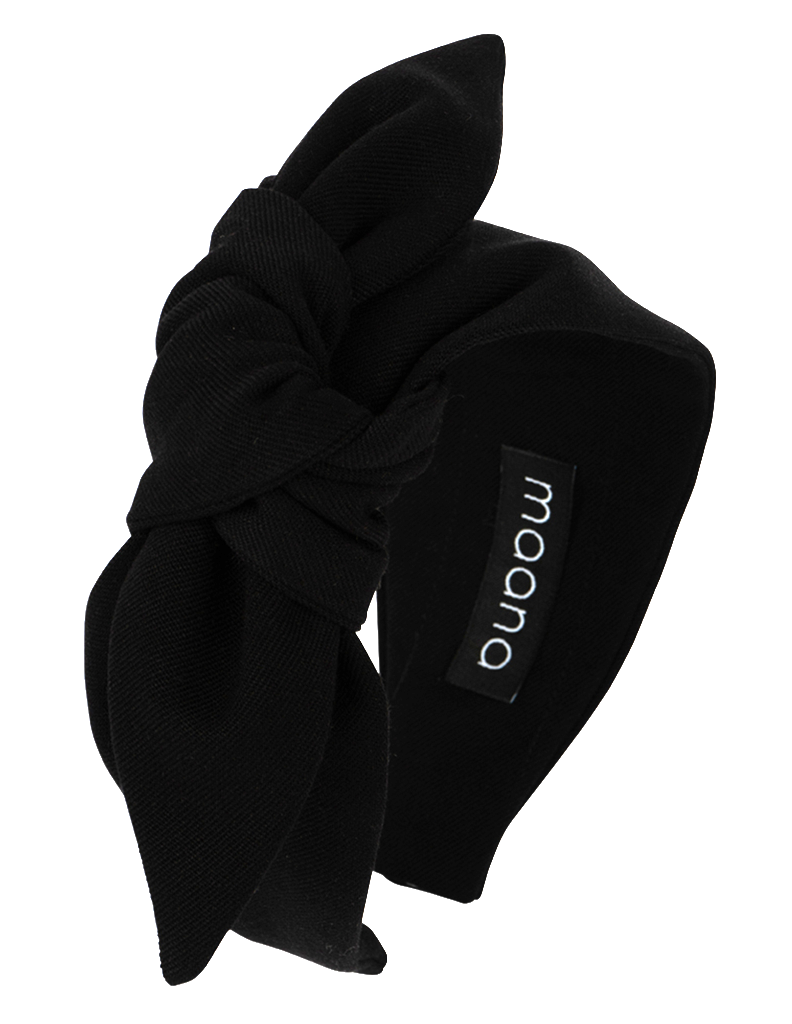 Knotted bow headband Black