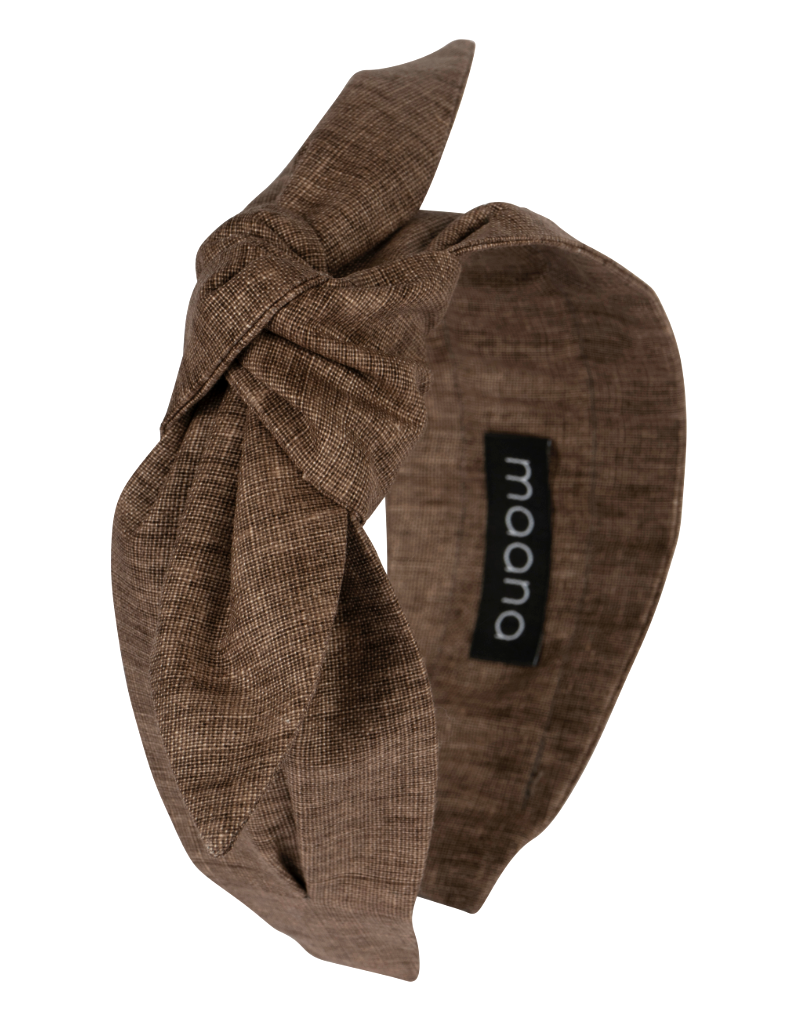 Knotted bow headband 'Coffee linen'