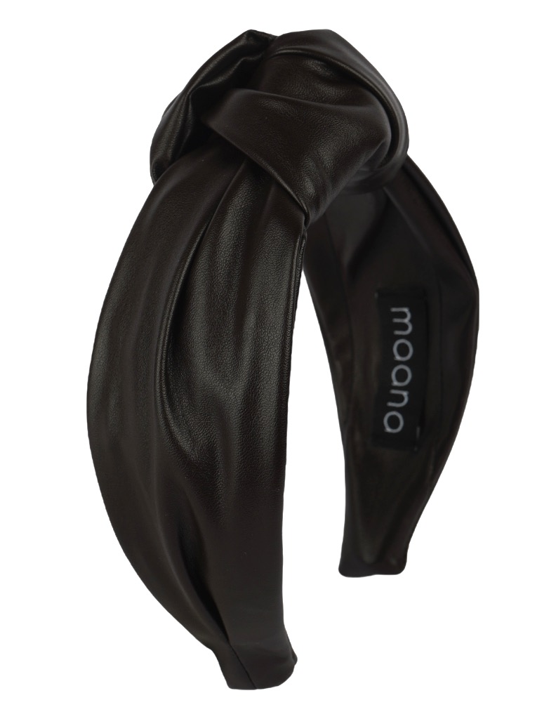 Knotted headband Eco leather Chocolate