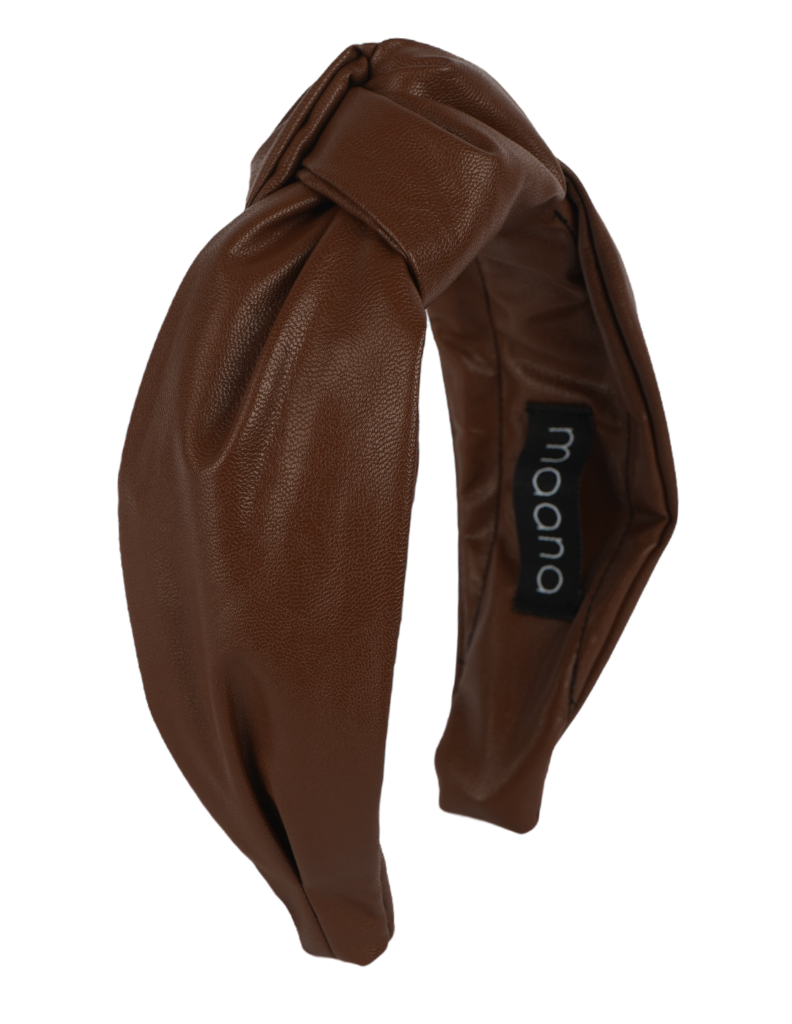 Knotted headband Eco leather Camel