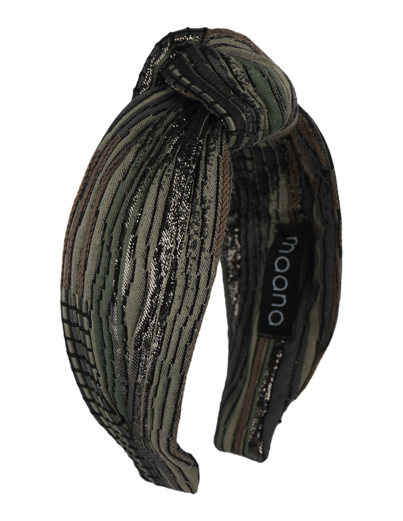 Knotted headband Green Jacquard