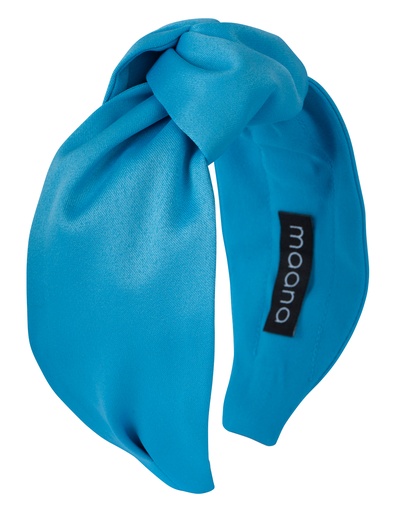 Knotted headband Blue Satin