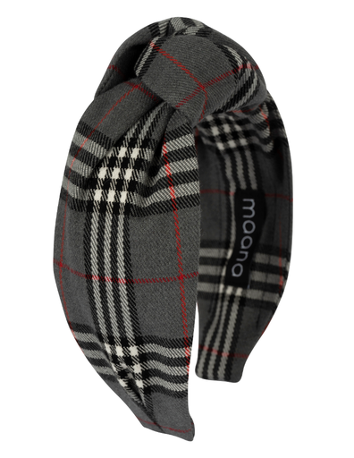 Knotted headband Grey check