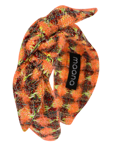 Knotted bow headband 'Orange tweed'