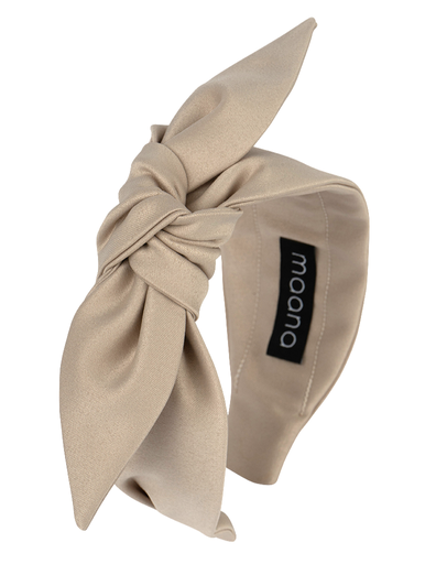 Knotted bow headband 'Beige satin' 