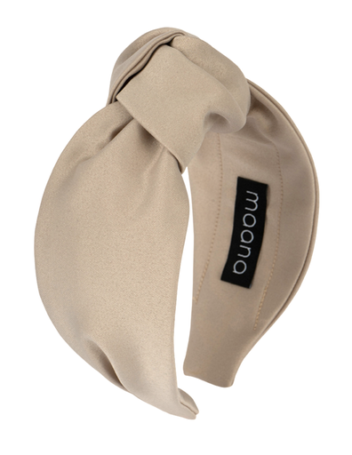 Knotted headband Beige satin