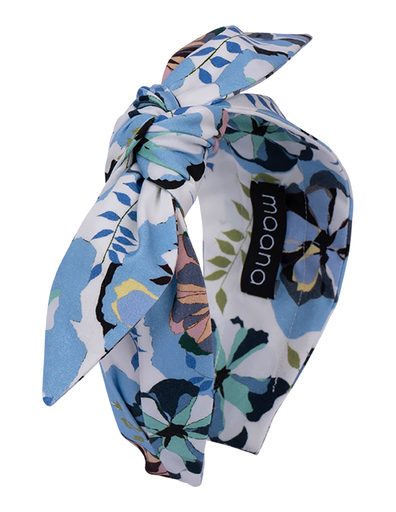 Knotted bow headband Blue Garden