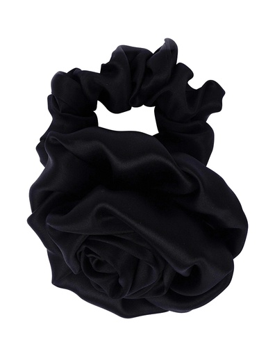 Hair Scrunchies Black Rose 100% silk